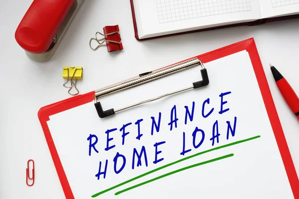 Conceito Negócio Que Significa Refinance Home Loan Com Frase Pedaço — Fotografia de Stock