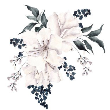 Narin çiçekli suluboya çizimler ve narin turunçgil, limon, mandalina, beyaz arka planda izole edilmiş.