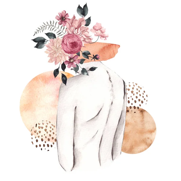 실루엣 꽃다발 추상적 모양과 물감으로 묘사되어 — 스톡 사진