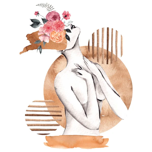 실루엣 꽃다발 추상적 모양과 물감으로 묘사되어 — 스톡 사진