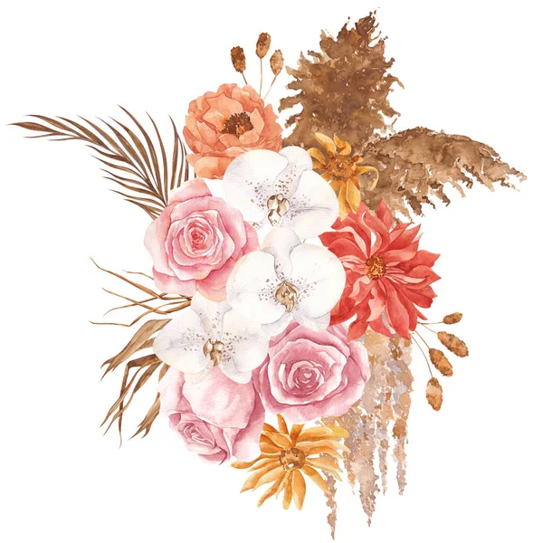 Watercolor Winter Floral Bouquets Red And White Rose Golden Flower Pampas  Grass Winter Branch And Twigs Christmas Bouquets Wedding Card Greting Card  Baby Shower Stories Highlight Stock Illustration - Download Image Now 