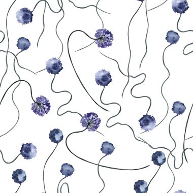 Minimalist tropik çiçek ve yapraklarla kusursuz desen, beyaz arka planda izole edilmiş.