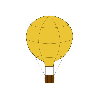 Beyaz arka planda sarı sıcak hava balonu