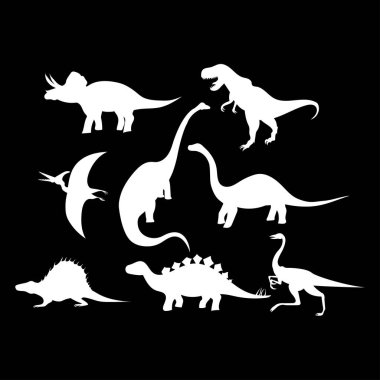 Dinozor siluetleri, vektör çizimi