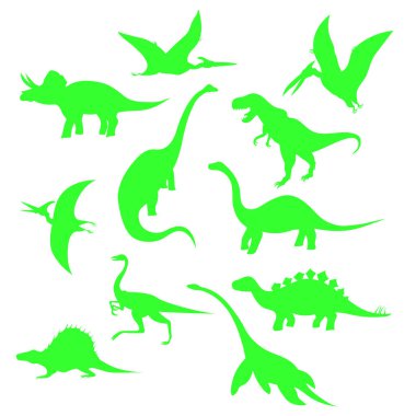 Dinozor siluetleri, vektör çizimi