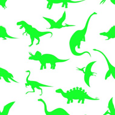 Dinozor siluetleri, pürüzsüz desenler, vektör çizimleri