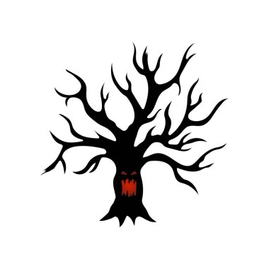 Cadılar Bayramı için ağaç canavarı beyaz arka planda çizim yapıyor,