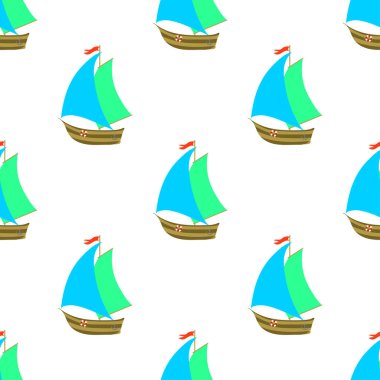 Gemilerle kusursuz desen, vektör illüstrasyonu