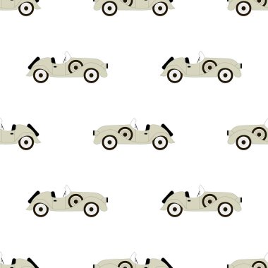 Retro araba pürüzsüz desen çiziyor, vektör illüstrasyonu