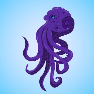 ahtapot vektör illüstrasyonu, sualtı faunası