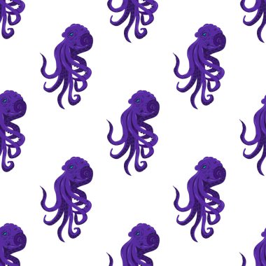 Deniz ahtapotuyla kusursuz desen. vektör illüstrasyonu.