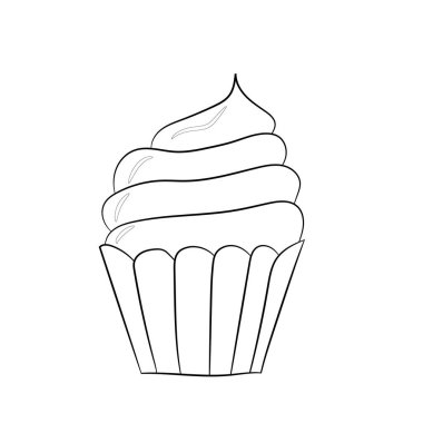 Çikolatalı kek ve krem şantili. vektör illüstrasyonu