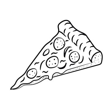 Pizza ikonu. El çizimi çizimi çizimi. izole vektör