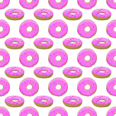 Renkli çörekler çizimi, kusursuz desen, vektör illüstrasyonu