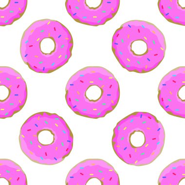 Renkli çörekler çizimi, kusursuz desen, vektör illüstrasyonu