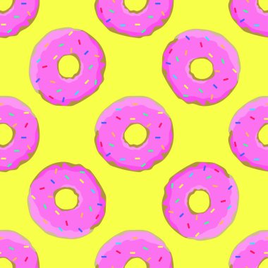 Renkli çörekler çizimi, kusursuz desen, vektör illüstrasyonu