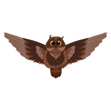 Şirin kahverengi baykuş, renkli vektör çizimi 