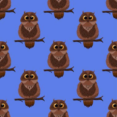 Baykuş çizimi, kusursuz desen.