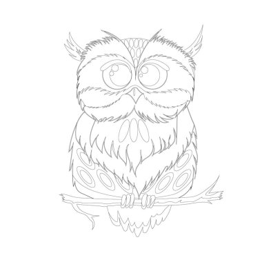 Sevimli baykuş silueti, renkli vektör çizimi 