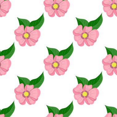 Pembe çiçekler, çizimler, kusursuz desenler.