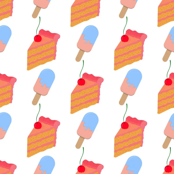 Motif Sans Couture Avec Des Gâteaux Colorés Des Crèmes Glacées — Image vectorielle