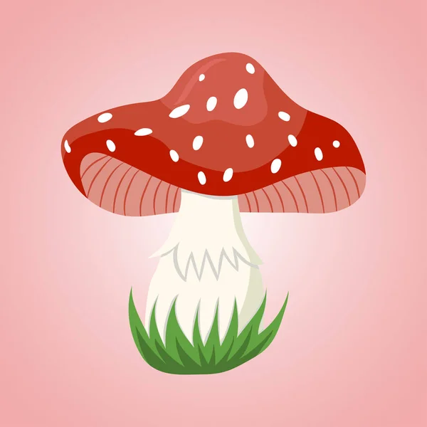Amanita Illustration Vector Mushroom Icon — Stock Vector