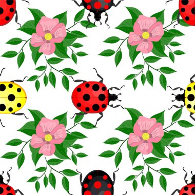 Şirin çiçekler ve yapraklarla kusursuz bir desen. vektör illüstrasyonu.
