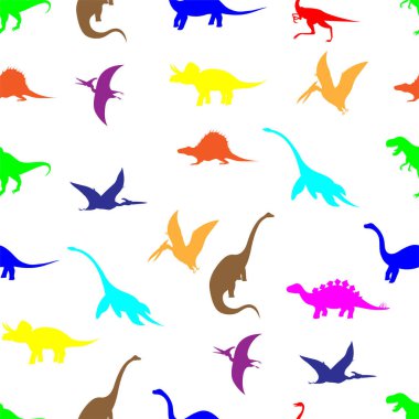 Dinozorlarda kusursuz desen. Vektör illüstrasyonu