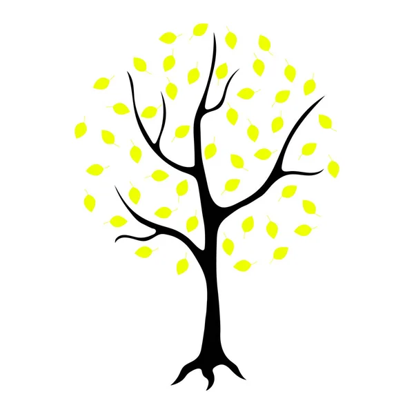 Δέντρο Φύλλα Και Ρίζες — Διανυσματικό Αρχείο