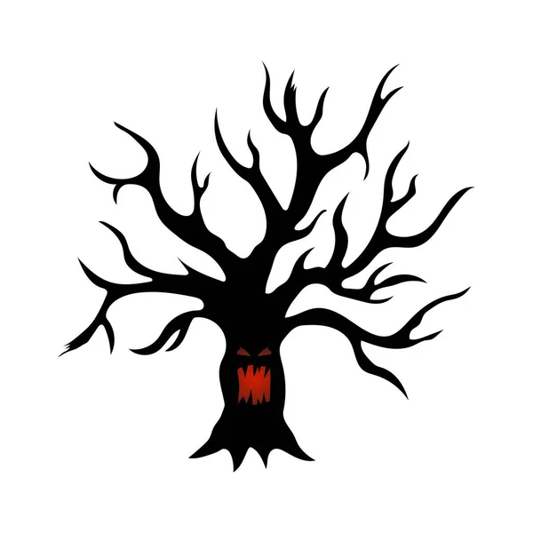 Árbol Halloween Con Raíces Hojas Ilustración Vectorial — Archivo Imágenes Vectoriales