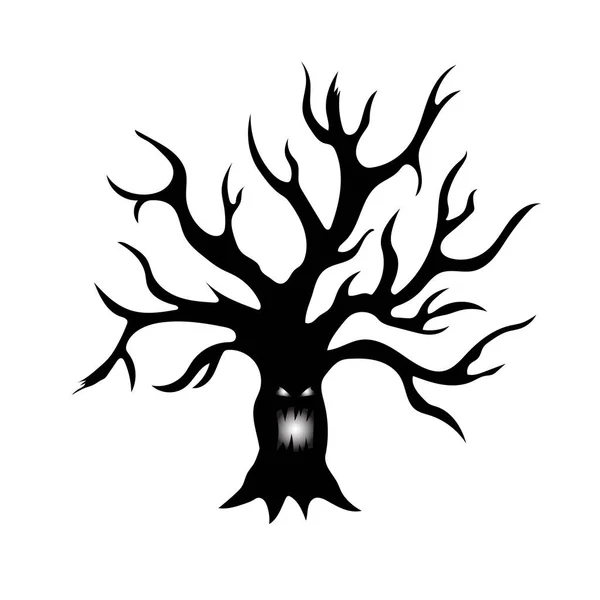 Árbol Con Raíces Línea Negra Sobre Fondo Blanco — Vector de stock