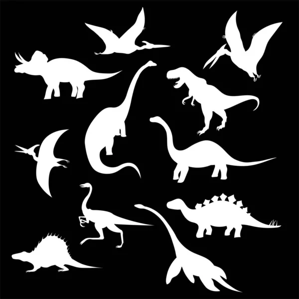 Sæt Dinosaurer Dinosaur Drage Krokodille Dino Vektor Illustration – Stock-vektor