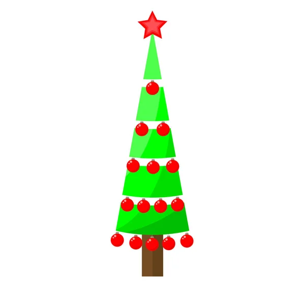 Weihnachtsbaum Mit Roter Schleife Und Bändchen Vektorillustration — Stockvektor