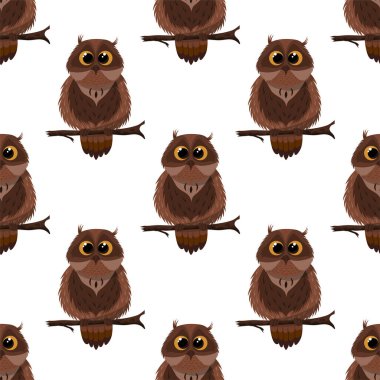 Baykuşlarda pürüzsüz desen. vektör illüstrasyonu