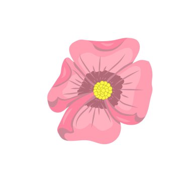 Yapraklı pembe çiçek ve çiçek vektör çizimi tasarımı