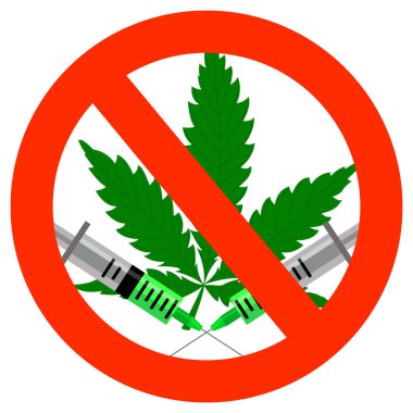 Kenevir yaprağı ikonu. Marihuana sembolü. Sigara içilmez..