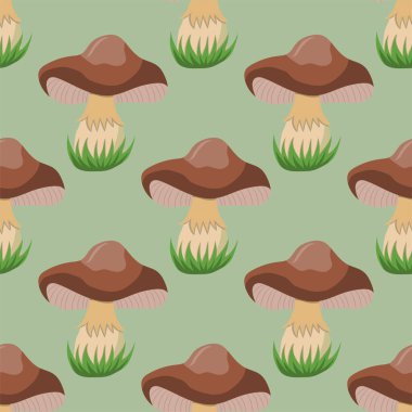 Mantarlı kusursuz desen. vektör illüstrasyonu