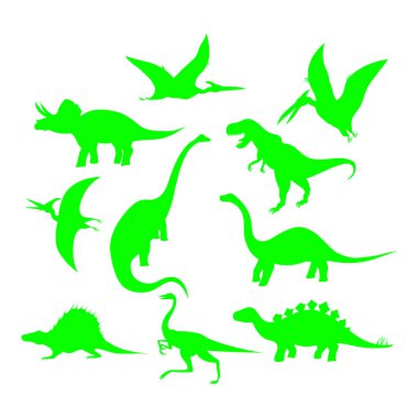 Dört farklı dinozor seti. vektör illüstrasyonu