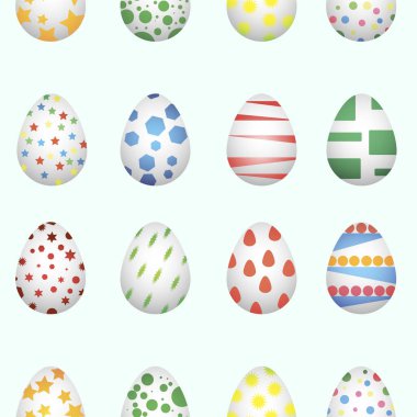 Renkli yumurta desenli paskalya yumurtaları.