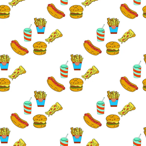 seamless pattern with fast food and drink. vector illustration