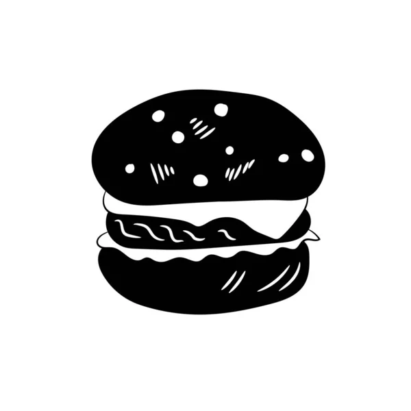 Icona Hamburger Illustrazione Nera Sfondo Bianco Simbolo Vettoriale Isolato — Vettoriale Stock