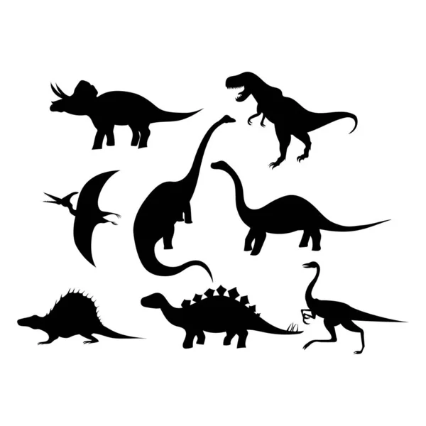 Silhouette Noire Dinosaure — Image vectorielle