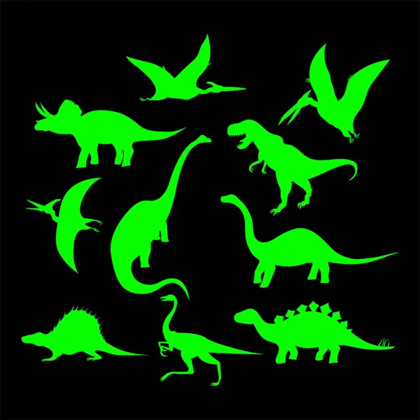 Sæt Dinosaurer Dinosaur Krokodille Drage Dino Illustration Vektor – Stock-vektor
