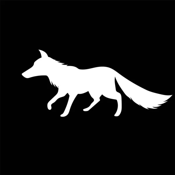 Silhouette Loup Noir Blanc Sur Fond Sombre — Image vectorielle