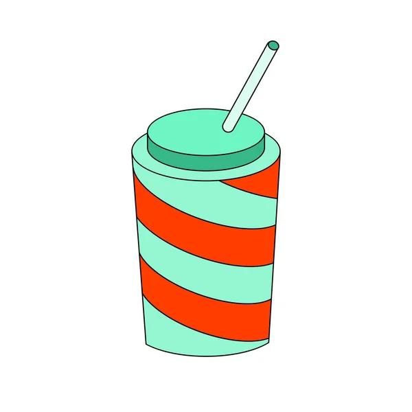 带吸管矢量图解设计的果汁杯 — 图库矢量图片