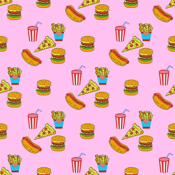 seamless pattern with fast food, vector illustration