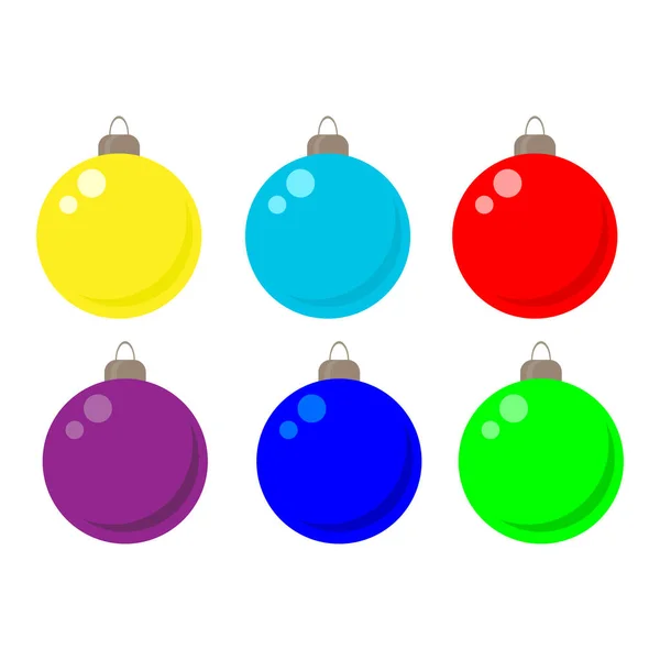 Set Christmas Balls Isolated White Background — Stock Vector