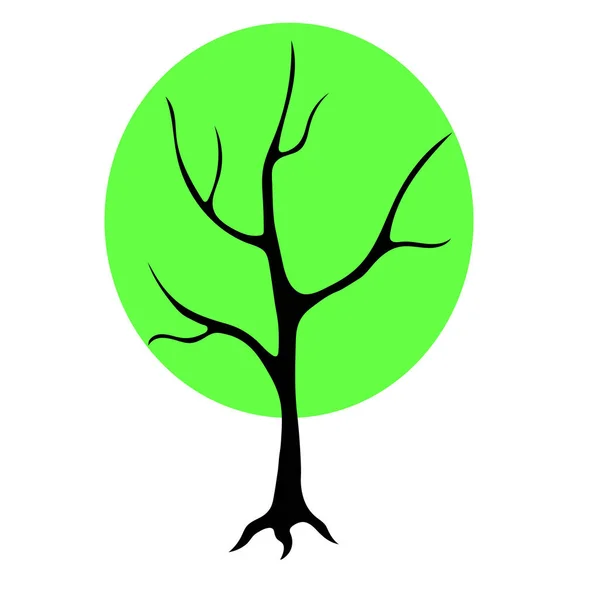 Silhouette Eines Baumes Mit Einer Kronenzeichnung Auf Weißem Hintergrund — Stockvektor