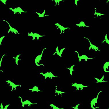 Dinozor siluetleri, pürüzsüz desenler, vektör çizimleri