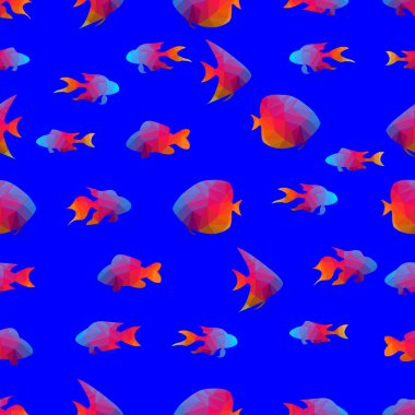 Düşük polimerli balıklar, kusursuz desenler.